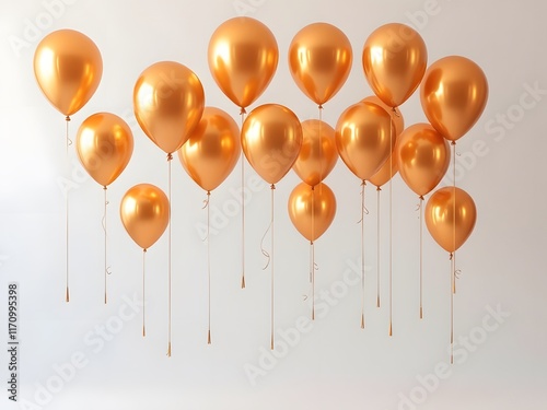 Festive Golden Balloons Floating Against a Light Background

 photo