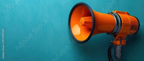 banner with megaphone, marketing communication and messages concept close up copy space