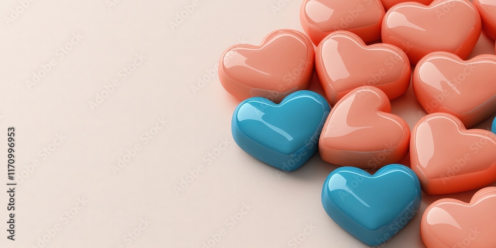 Obraz premium Valentine's day celebration with glowing iridescent heart decorations studio background digital art romantic concept