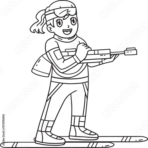 Biathlon Female Biathlete with Ammunition Isolated