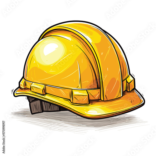 Yellow hard hat with detailed shading and glossy finish. photo