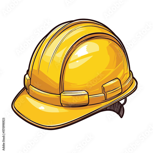 Yellow hard hat with detailed shading and glossy finish.