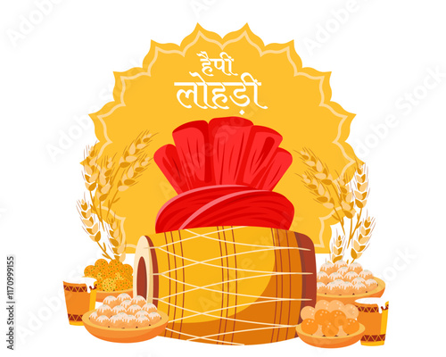 happy lohri festival of punjab India social media template