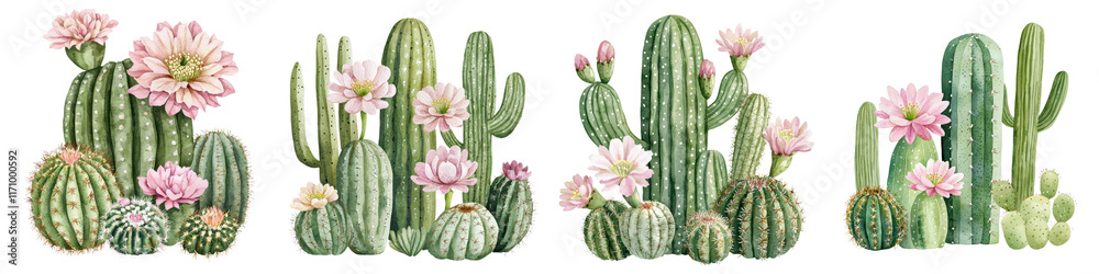 Stunning Variety of Cacti and Succulents with Vibrant Pink Blooms in a Lush Botanical Garden Setting Stunning Variety of Cacti and Succulents with Vibrant Pink Blooms in a Lush Botanical Garden Setting