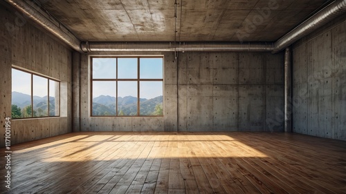 empty room with wooden floor AI Generated