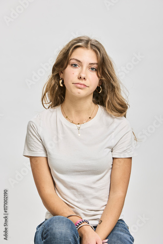 Studio portrait of teenage girl.