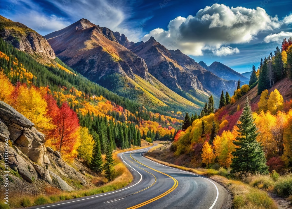 Fototapeta premium Million Dollar Highway Scenic Drive, Colorado Mountain Road Trip