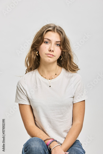 Studio portrait of teenage girl.