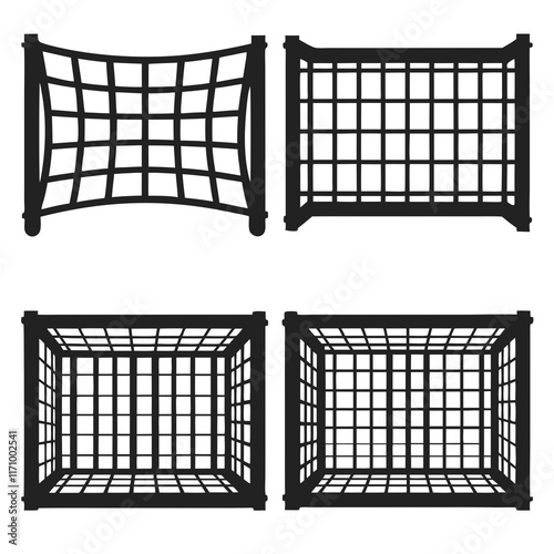 set of cricket nets illustration vector illustration