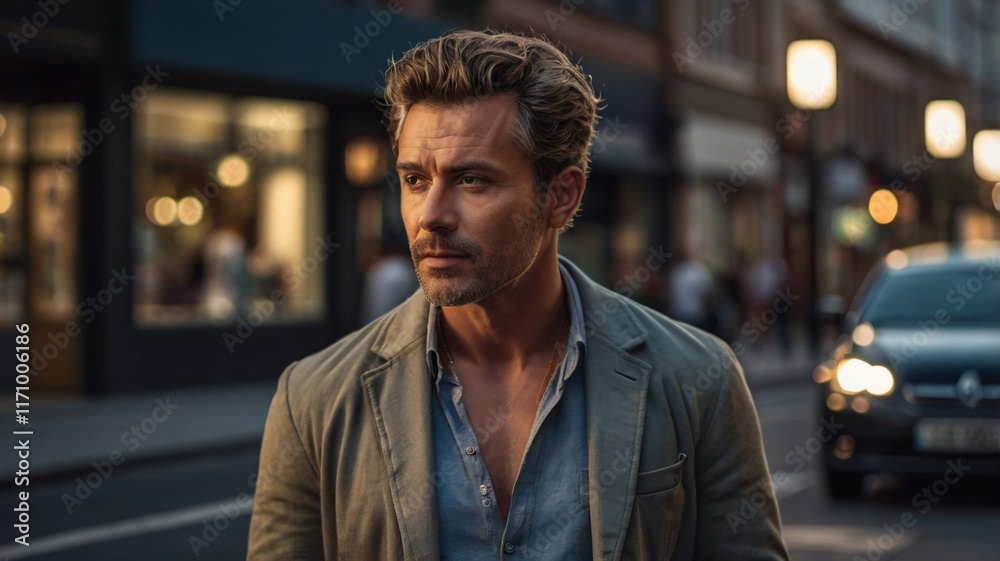 Man in Casual Attire on a City Street Man in Casual Attire on a City Street