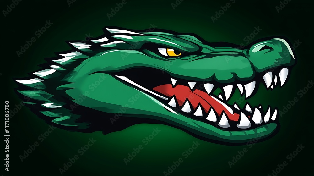 Aggressive Green Alligator Head Mascot Design