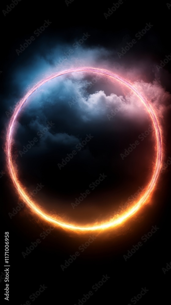 Obraz premium A circle of fire in the middle of a dark sky
