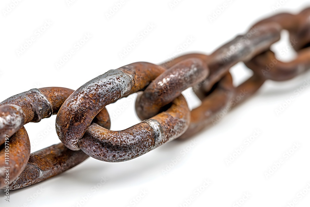 Obraz premium Old rusty chain isolated on white background