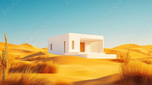 Modern Minimalist House in a Desert Landscape photo