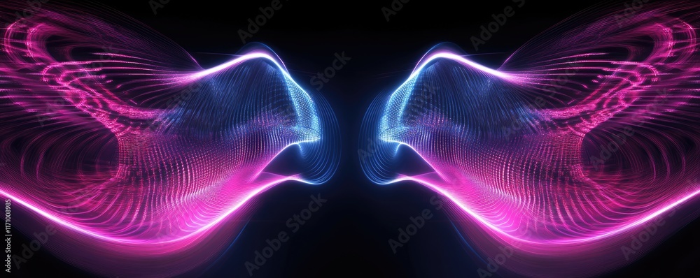 Fototapeta premium Abstract waves of light in vibrant colors creating a dynamic visual effect.