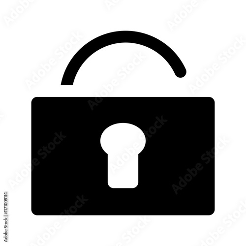 Padlock with a U-shaped shackle, symbolizing security, protection, and access control.