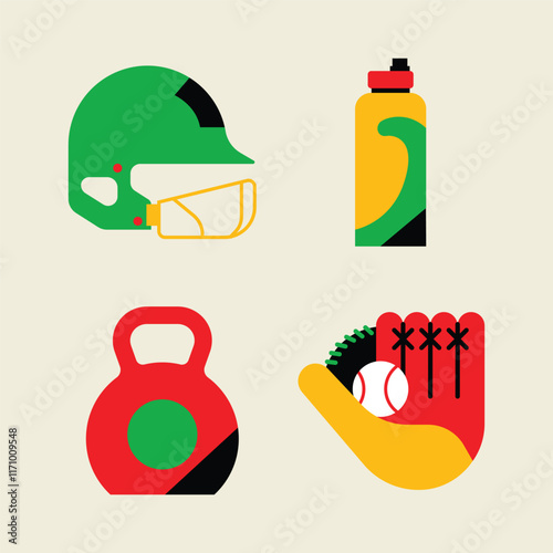 Simple flat geometric sports equipment