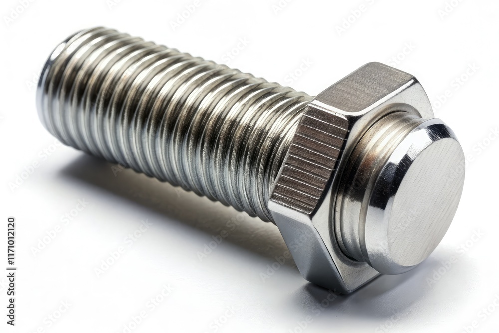 Close-up of a steel bolt, high depth of field, highlighting its intricate metal texture and industrial application. Close-up of a steel bolt, high depth of field, highlighting its intricate metal texture and industrial application.