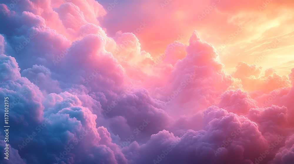 Dreamlike Pink and Blue Cloudscape at Sunset Dreamlike Pink and Blue Cloudscape at Sunset