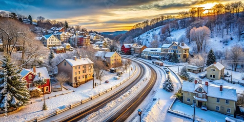 Snow-Covered Roads, Ellicott City, Maryland: Winter Wonderland Scene photo