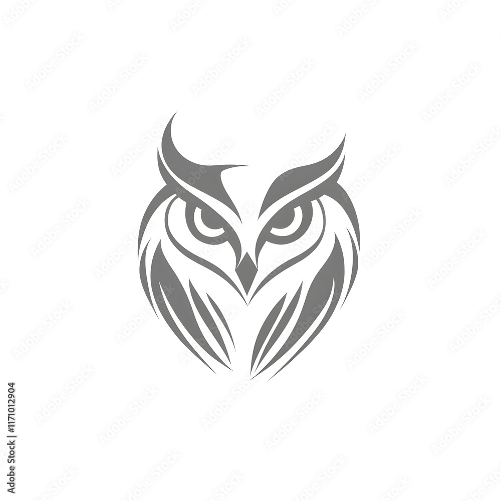 Obraz premium Simple Grey Owl Bird icon logo symbol