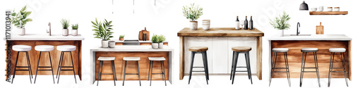 Elegant and Inviting Modern Kitchen with Wooden Accents and Greenery Decor