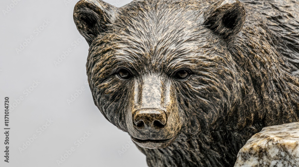 Close-up of a detailed carved bear statue. Close-up of a detailed carved bear statue.