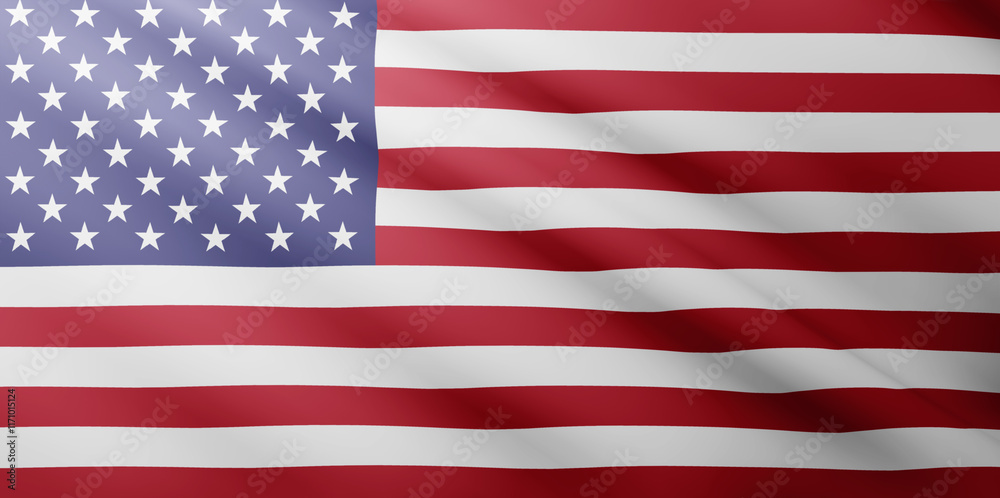 Naklejka premium Waving flag of United States of America. National flag of USA background