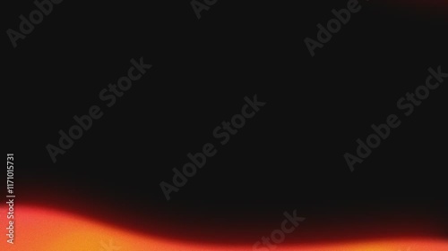 Grainy abstract background Animation, dark noisy poster black backdrop orange red glowing color wave banner design, copy space