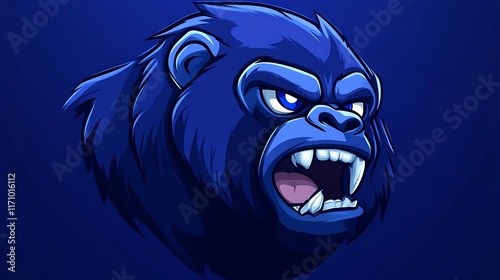 Obraz na płótnie A fierce blue gorilla head roars intensely w salonie