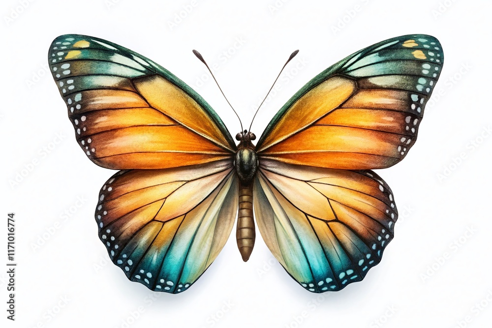 Minimalist Drawn Butterfly on White Background - Elegant Insect Art Stock Photo Minimalist Drawn Butterfly on White Background - Elegant Insect Art Stock Photo
