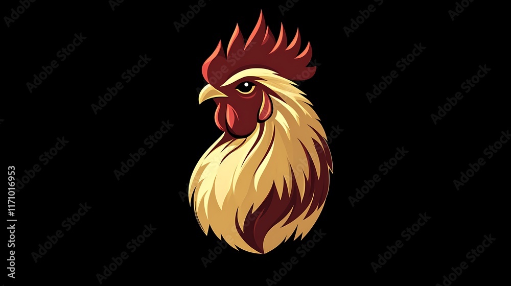 Stylized Rooster Head Profile Bold Design