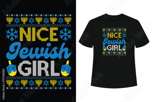 Funny Ugly Hanukkah Sweater Nice Jewish Girl Matching T-Shirt