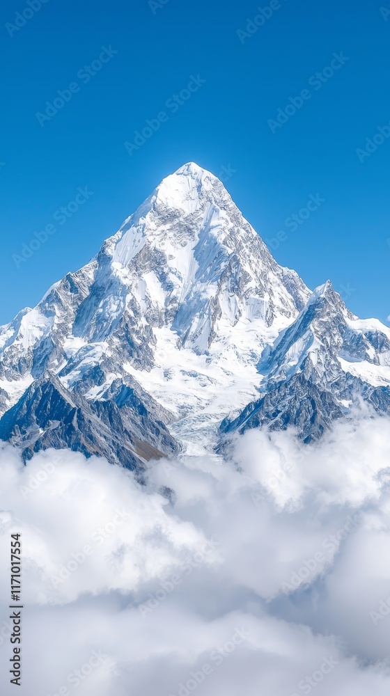 Obraz premium A snow covered mountain with a blue sky in the background