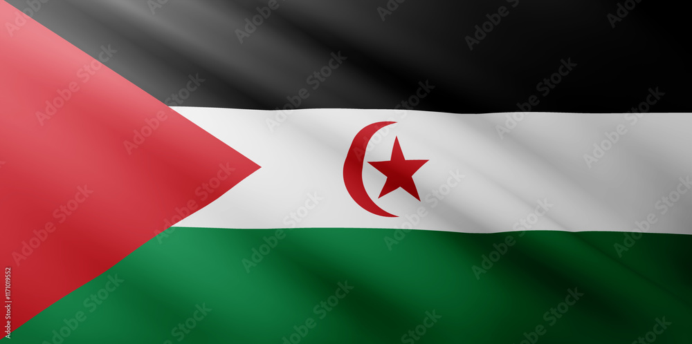 Waving flag of Western Sahara. National flag of Western Sahara background Waving flag of Western Sahara. National flag of Western Sahara background
