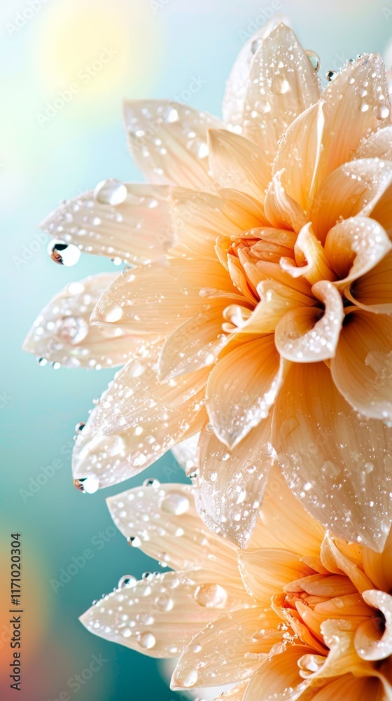 A close up of a flower with water droplets on it A close up of a flower with water droplets on it