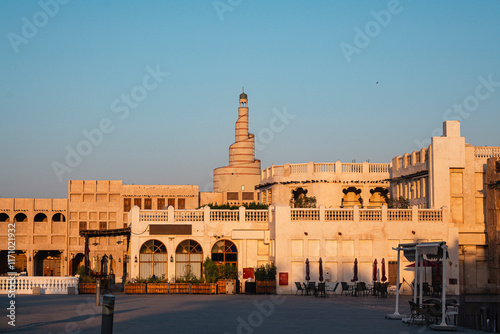 masjid in souq waqif area in doha qatar photo