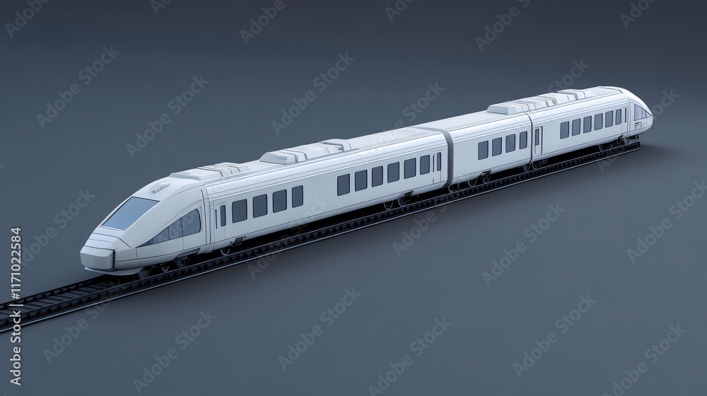Modern high-speed train model on tracks. Modern high-speed train model on tracks.