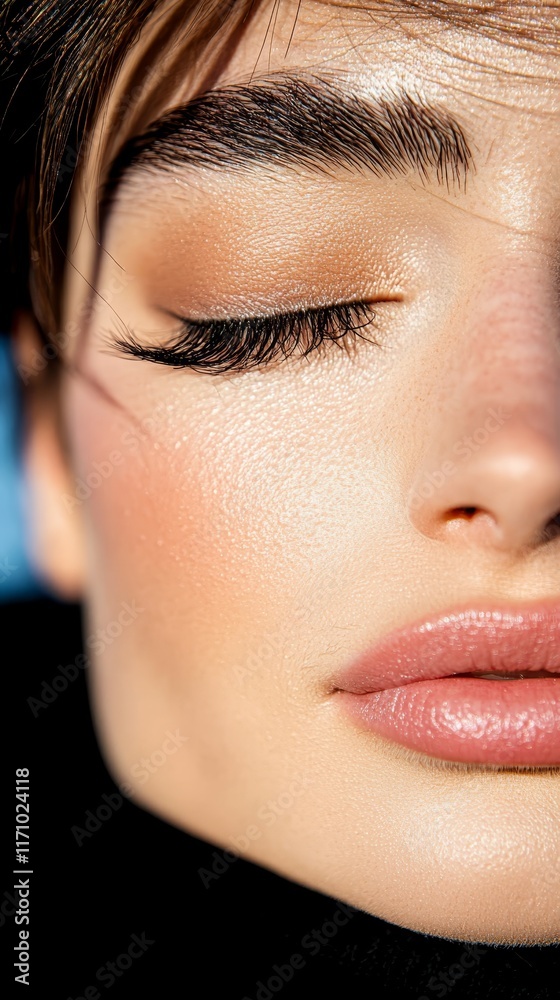 Fototapeta premium A close up of a woman's face with long eyelashes