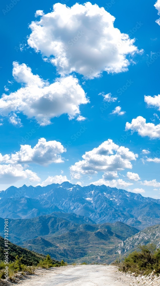 Obraz premium A dirt road in the middle of a mountain range