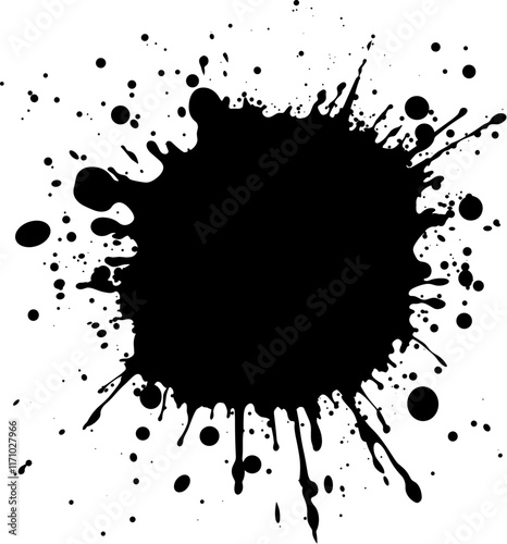 High-Resolution Artistic Ink Splatter with Dripping Edges and Grunge Texture