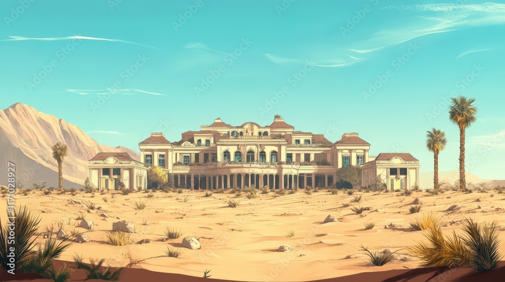 Abandoned Mansion in a Desert Landscape Abandoned Mansion in a Desert Landscape
