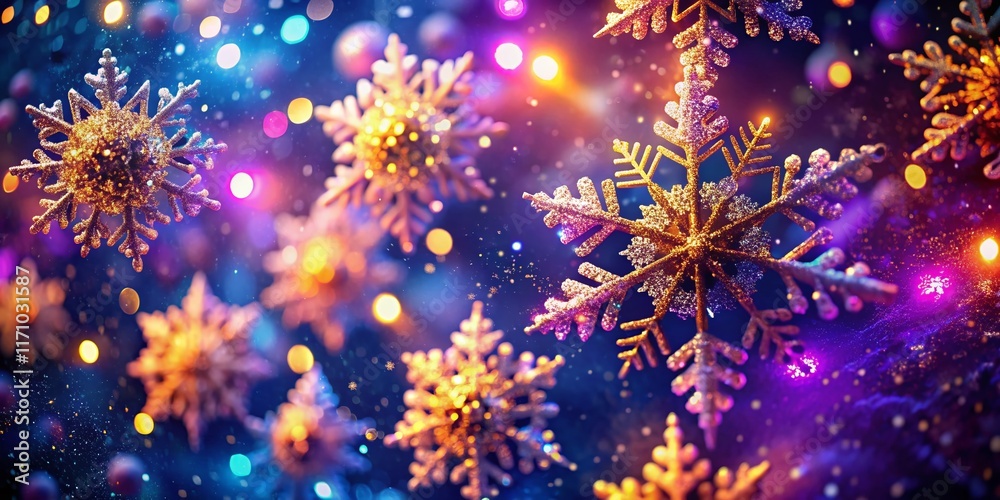 Fototapeta premium Modern Christmas Abstract Snowflakes Drone Aerial Gradient Background Stock Photo