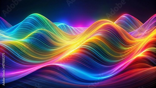 Abstract digital wave flowing in vibrant neon colors, blending fluid motion and energy.