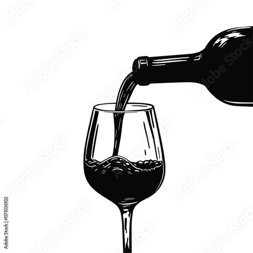 Wine bottle pouring into a glass