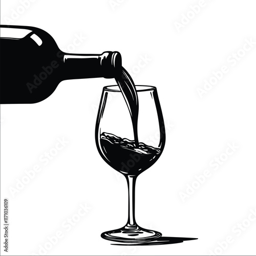 Wine bottle pouring into a glass