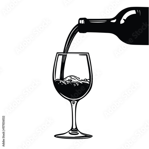 Wine bottle pouring into a glass