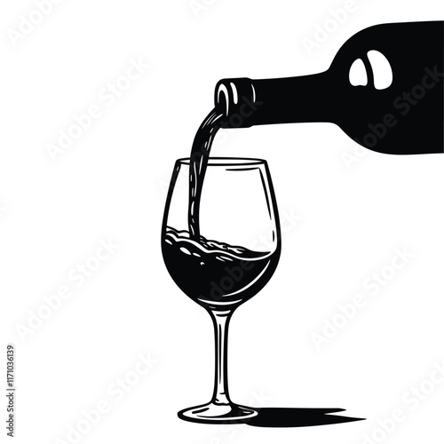 Wine bottle pouring into a glass