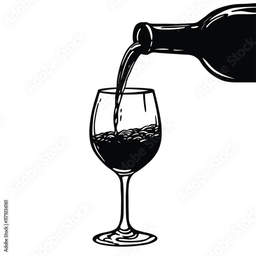 Wine bottle pouring into a glass