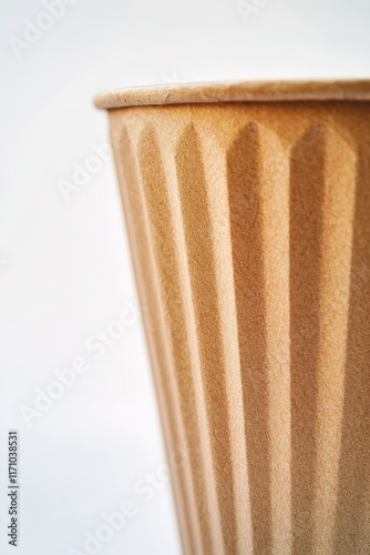 Elegant paper cup featuring textured ridges, highlighting sustai photo